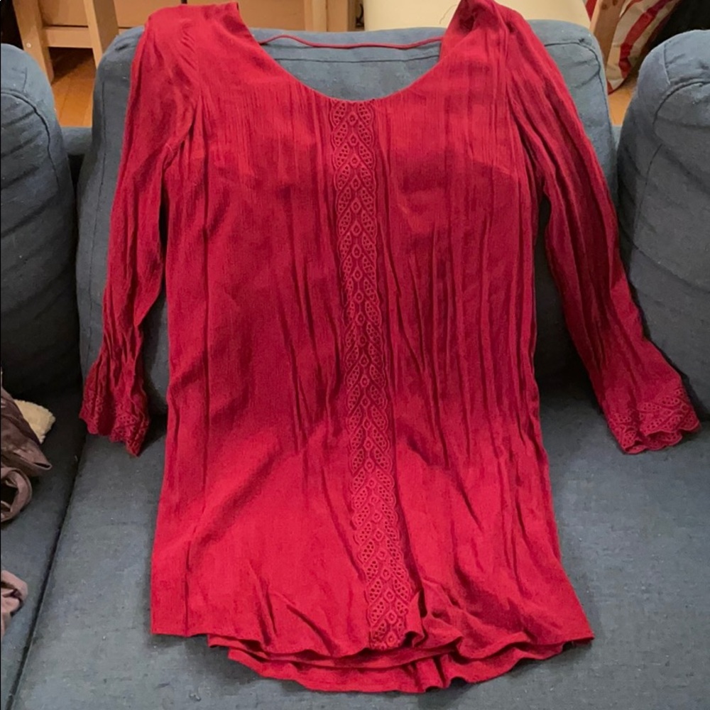 Long sleeve maroon dress